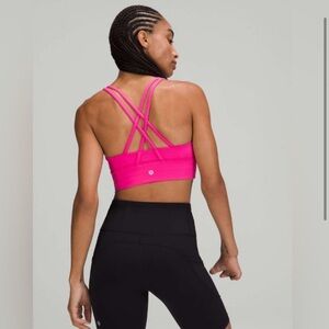 Lululemon Energy Longline Bra *Medium Support, B–D Cups, Sonic Pink, Size 10